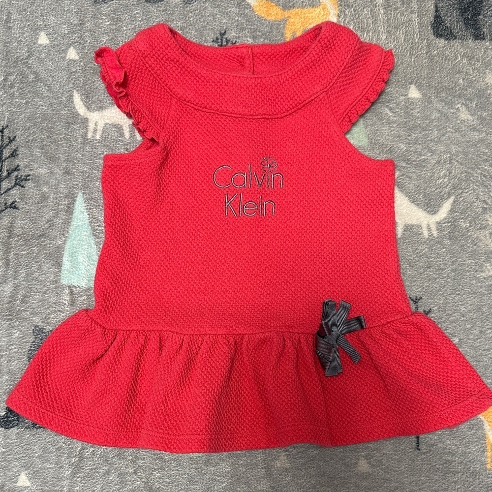 Calvin Klein - Vibrant Pink Baby Dress with Bow.